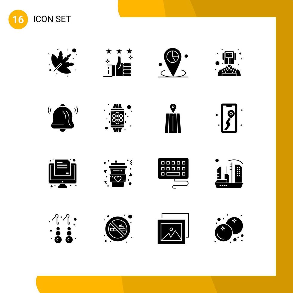 Pictogram Set of 16 Simple Solid Glyphs of communication welder data professions placeholder Editable Vector Design Elements