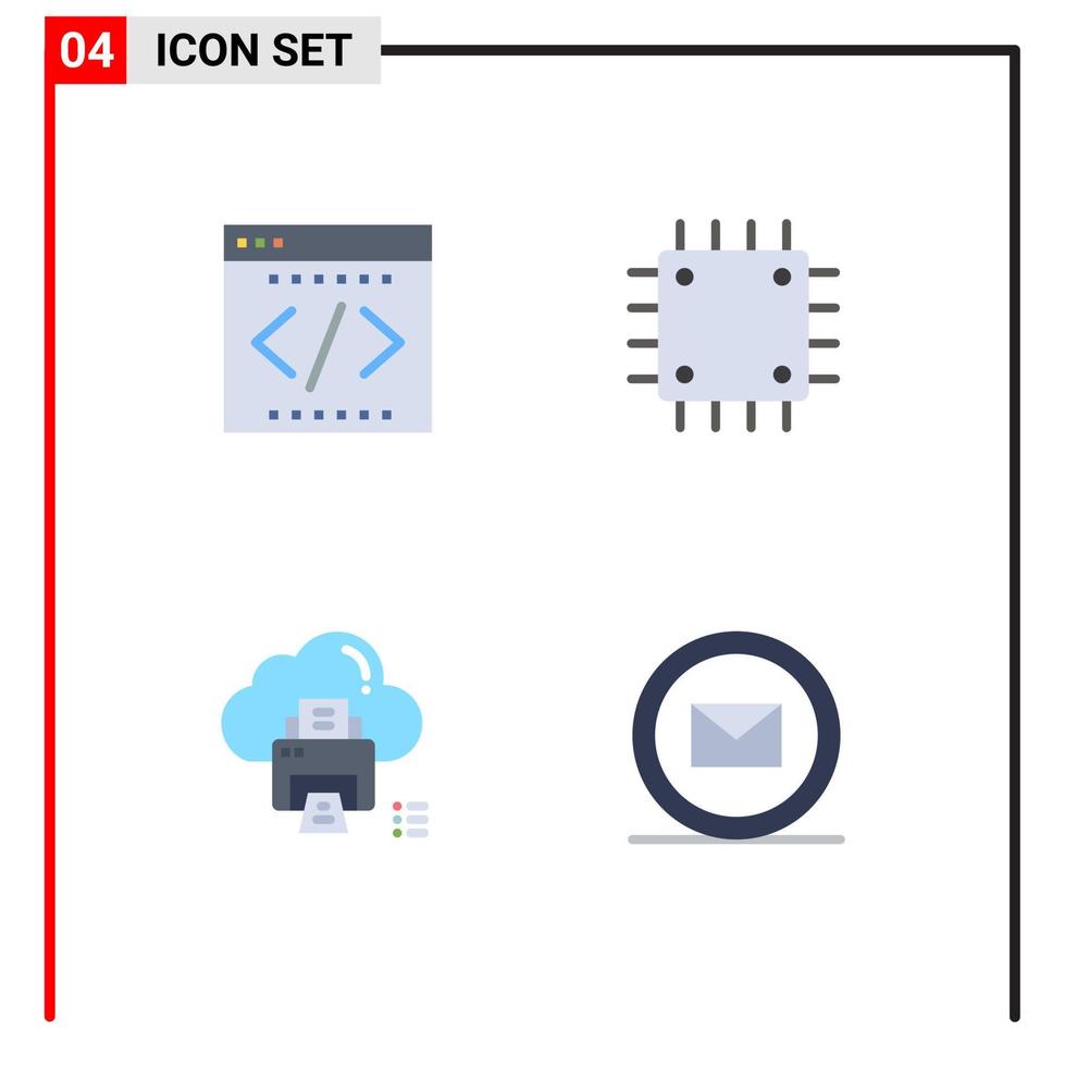 4 iconos planos vectoriales temáticos y símbolos editables de elementos de diseño vectorial editables de datos de computadoras de oficina de hardware comercial vector