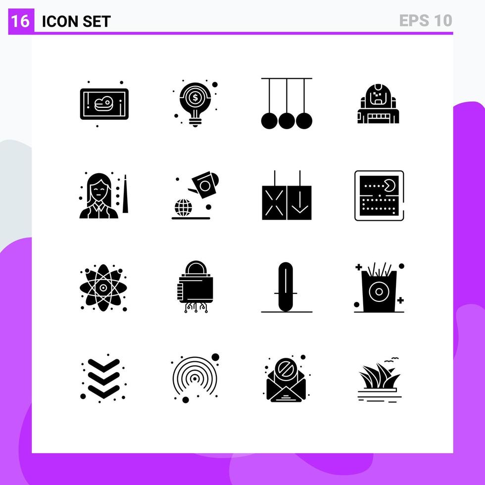 Stock Vector Icon Pack of 16 Line Signs and Symbols for billiards helmet competition explorer astronaut Editable Vector Design Elements