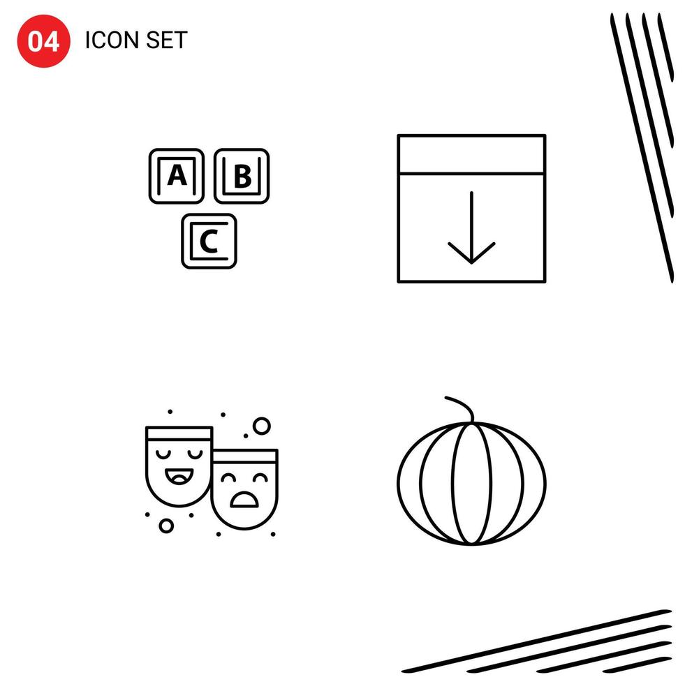 Set of 4 Vector Filledline Flat Colors on Grid for abc page alphabet grid roles Editable Vector Design Elements