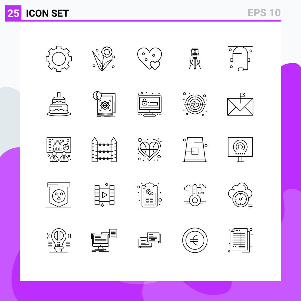 conjunto de 25 líneas vectoriales en cuadrícula para elementos de diseño vectorial editables de regalo láser de resorte de construcción de nivel vector