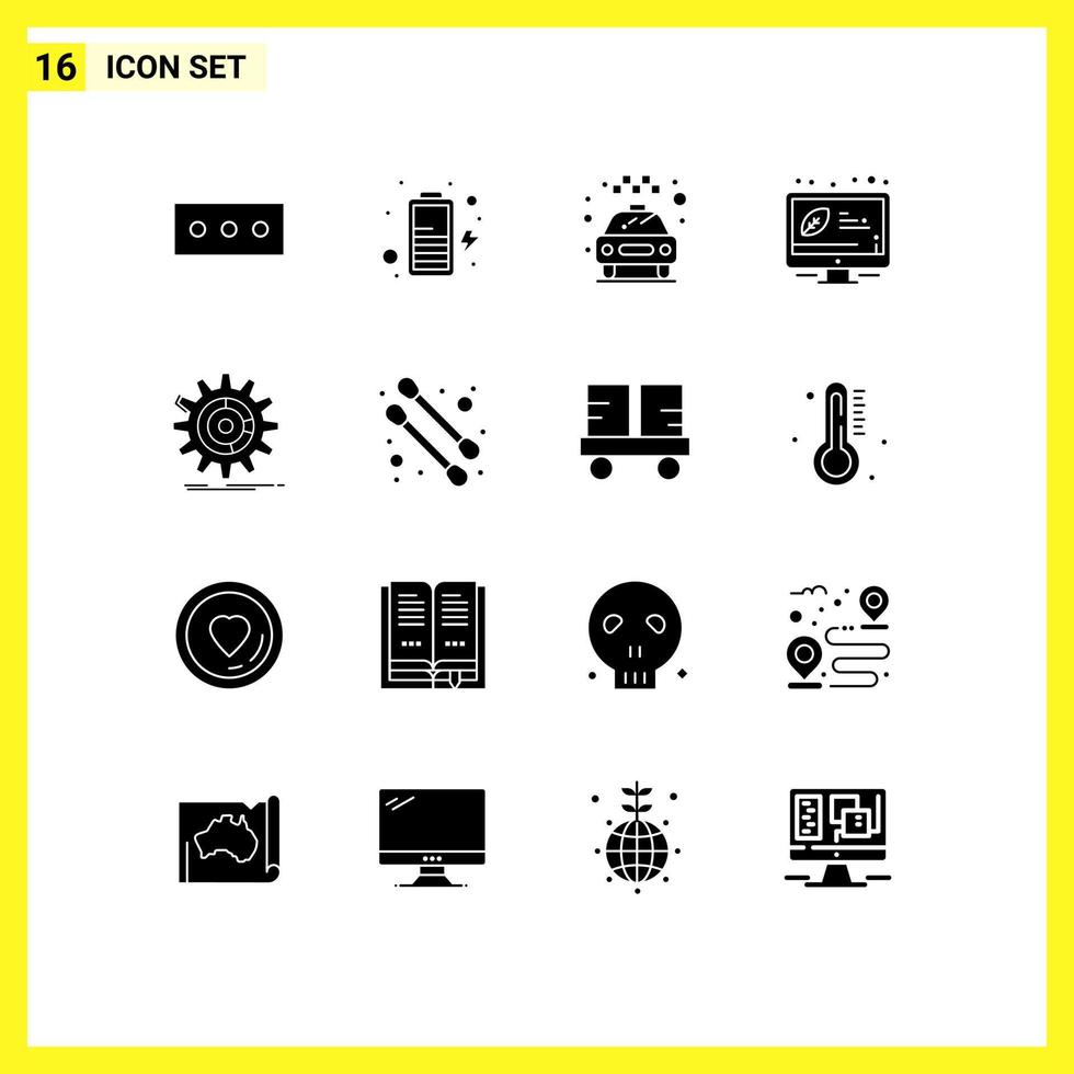 16 Creative Icons Modern Signs and Symbols of progress management service data energy Editable Vector Design Elements