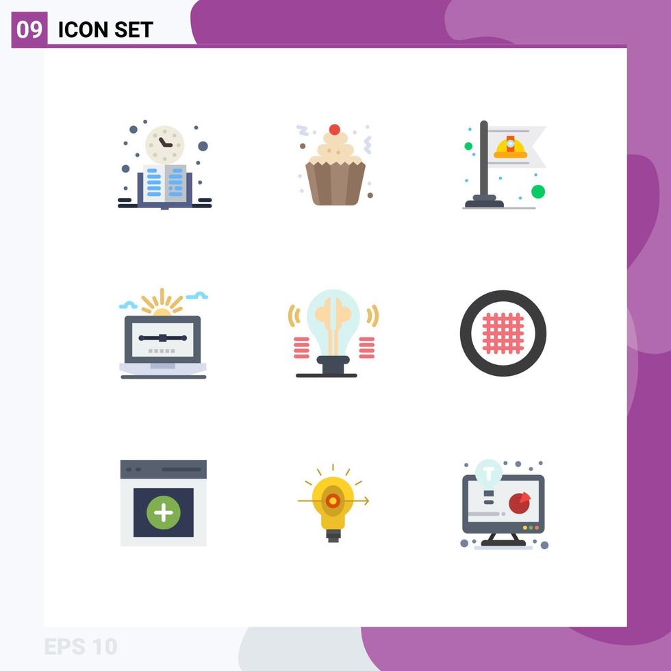 Modern Set of 9 Flat Colors and symbols such as computer file cupcakes drawing labor Editable Vector Design Elements