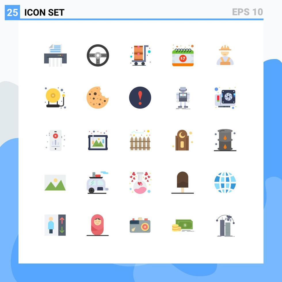 Universal Icon Symbols Group of 25 Modern Flat Colors of worker builder shopping cart shamrock event Editable Vector Design Elements