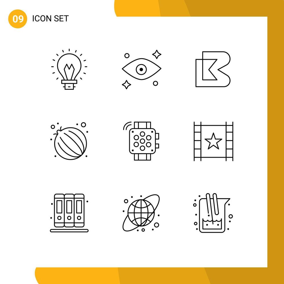 Universal Icon Symbols Group of 9 Modern Outlines of education hand watch coin watch onion Editable Vector Design Elements