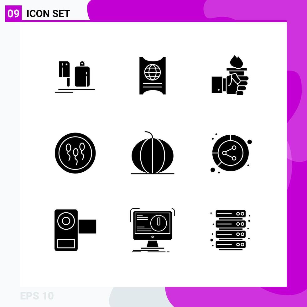 Mobile Interface Solid Glyph Set of 9 Pictograms of laboratory biology hotel biochemistry leadership Editable Vector Design Elements