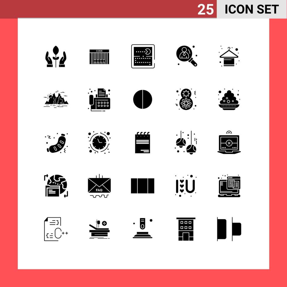 Set of 25 Modern UI Icons Symbols Signs for hanger search competition user business Editable Vector Design Elements