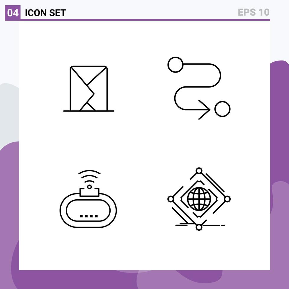 4 Creative Icons Modern Signs and Symbols of email security message road signal Editable Vector Design Elements