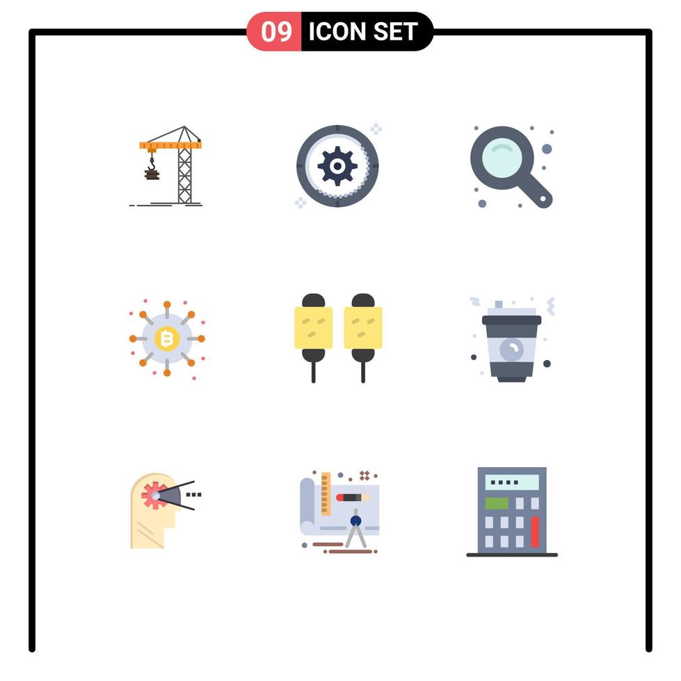 Set of 9 Commercial Flat Colors pack for money dividends wheel distribution zoom interface Editable Vector Design Elements