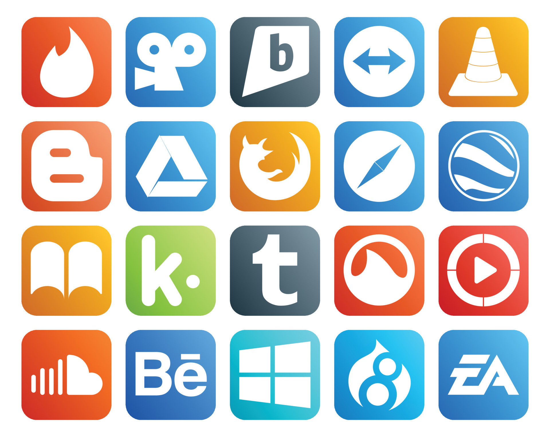 Social Media Icon Pack Including grooveshark kik google drive ibooks browser 18525750 Vector at