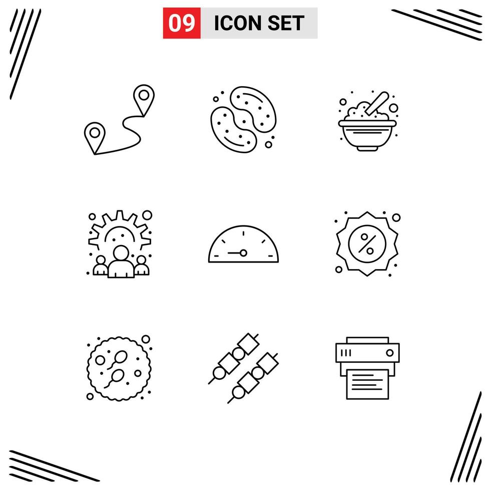 Mobile Interface Outline Set of 9 Pictograms of dash team bowl community peanuts Editable Vector Design Elements
