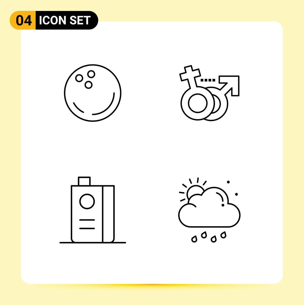 4 Line concept for Websites Mobile and Apps ball drink strike female fruit Editable Vector Design Elements