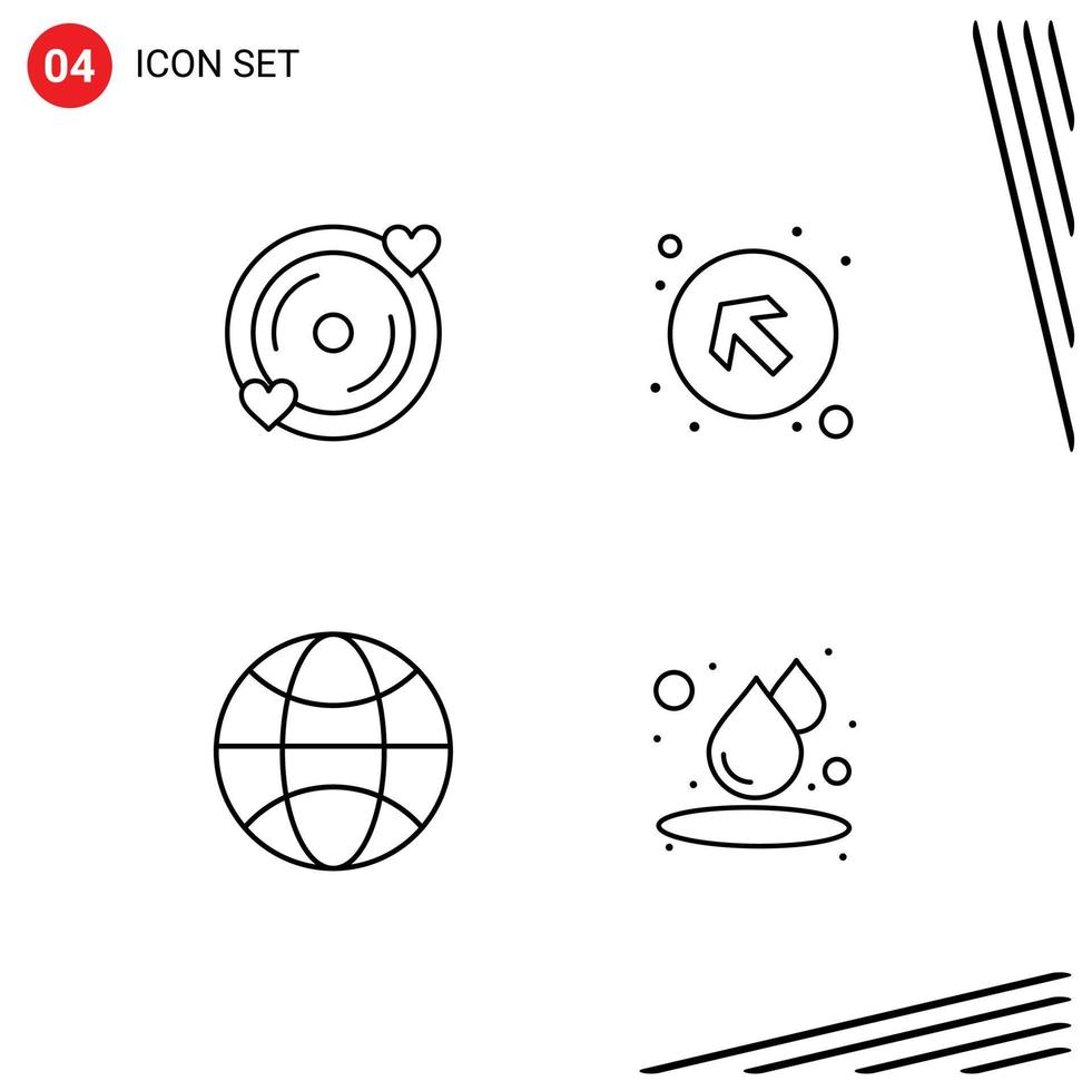 Group of 4 Modern Filledline Flat Colors Set for disk world wedding up drop Editable Vector Design Elements