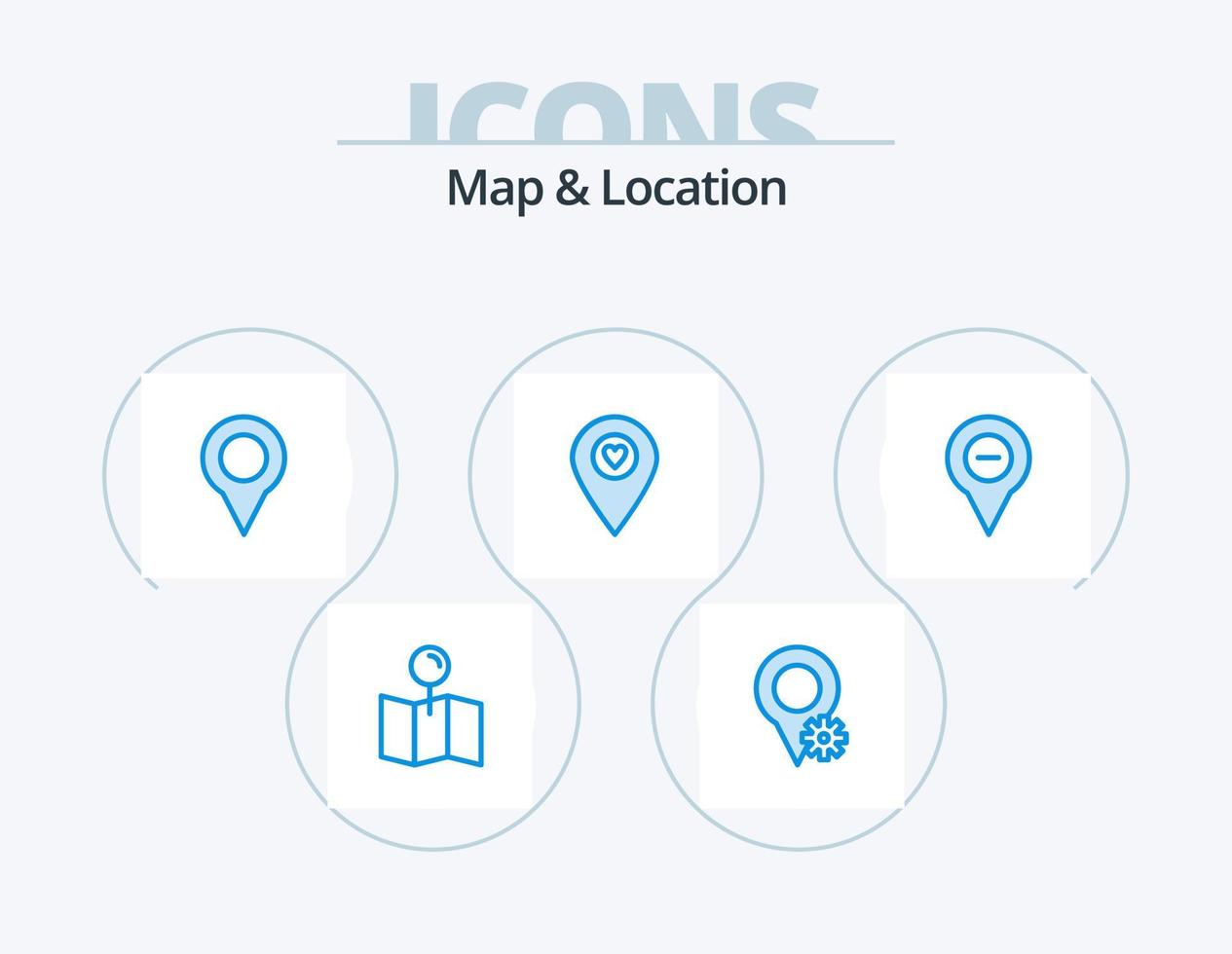 Map and Location Blue Icon Pack 5 Icon Design. navigation. location. map. pointer. location vector