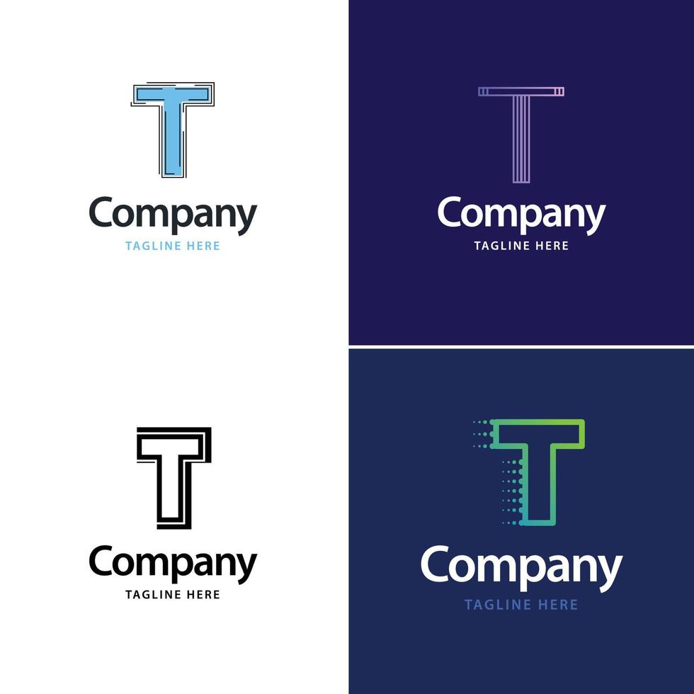 diseño de paquete de logotipo grande de letra t diseño de logotipos modernos y creativos para su negocio vector