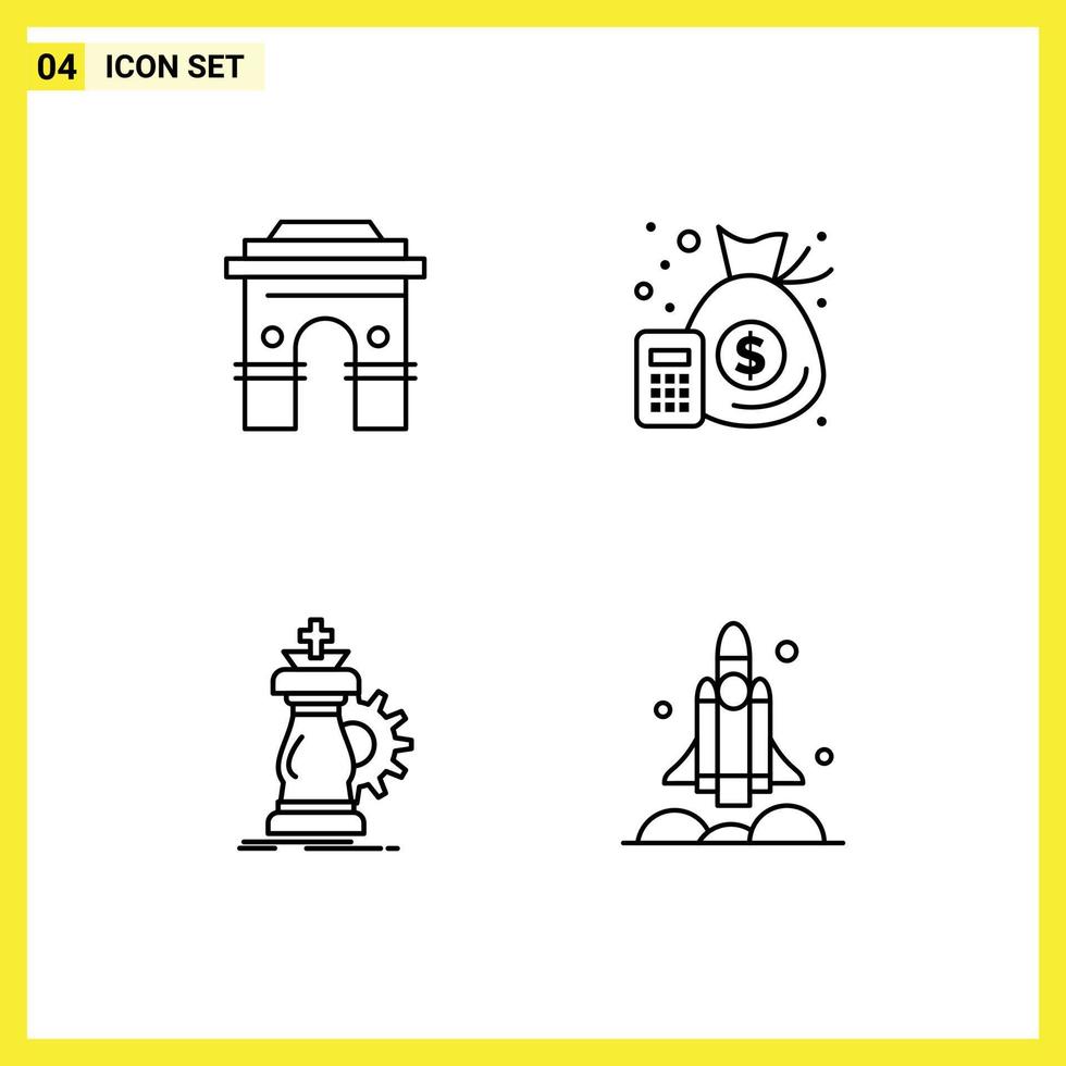 Universal Icon Symbols Group of 4 Modern Filledline Flat Colors of culture management india temple strategy Editable Vector Design Elements