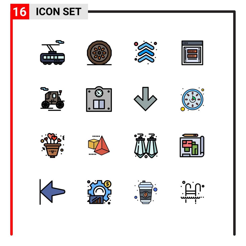 Mobile Interface Flat Color Filled Line Set of 16 Pictograms of phishing login pie link direction Editable Creative Vector Design Elements