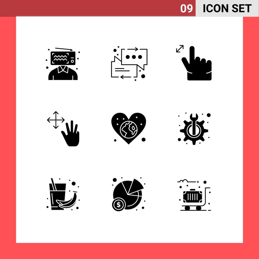 9 Creative Icons Modern Signs and Symbols of world earth gesture hold finger Editable Vector Design Elements