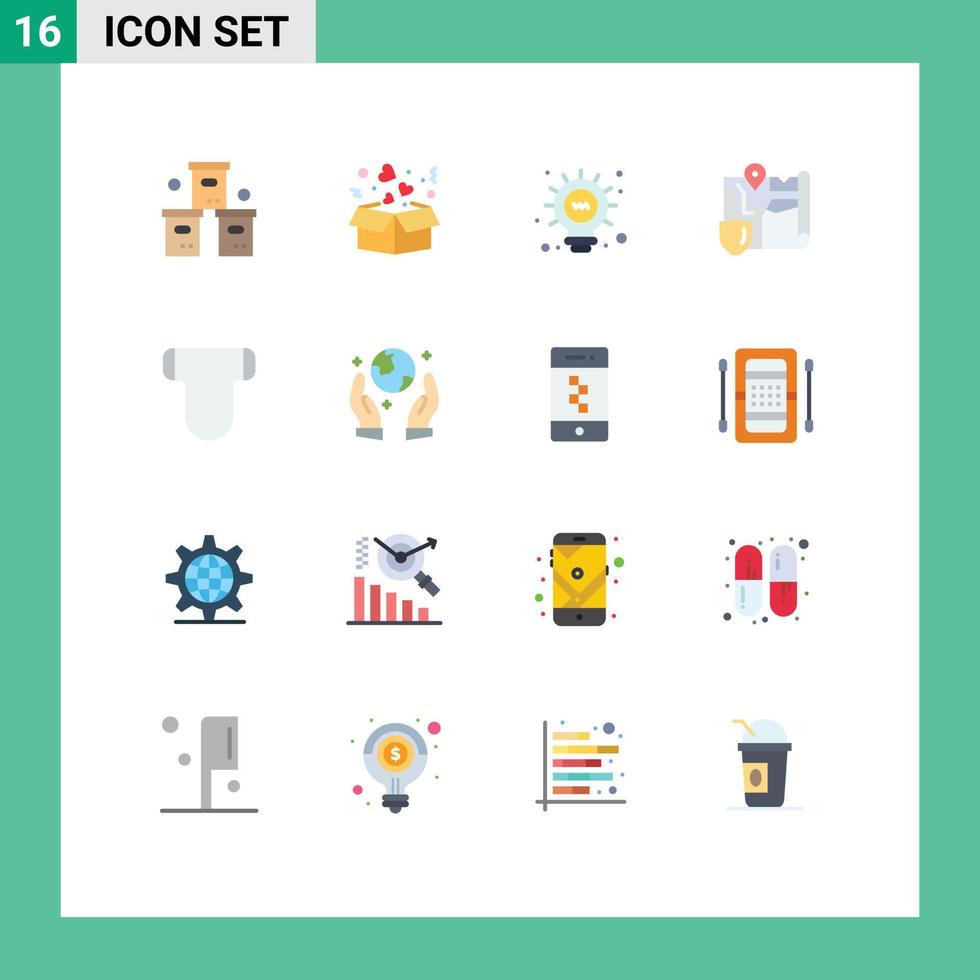 Universal Icon Symbols Group of 16 Modern Flat Colors of box web packaging delivery bulb Editable Pack of Creative Vector Design Elements
