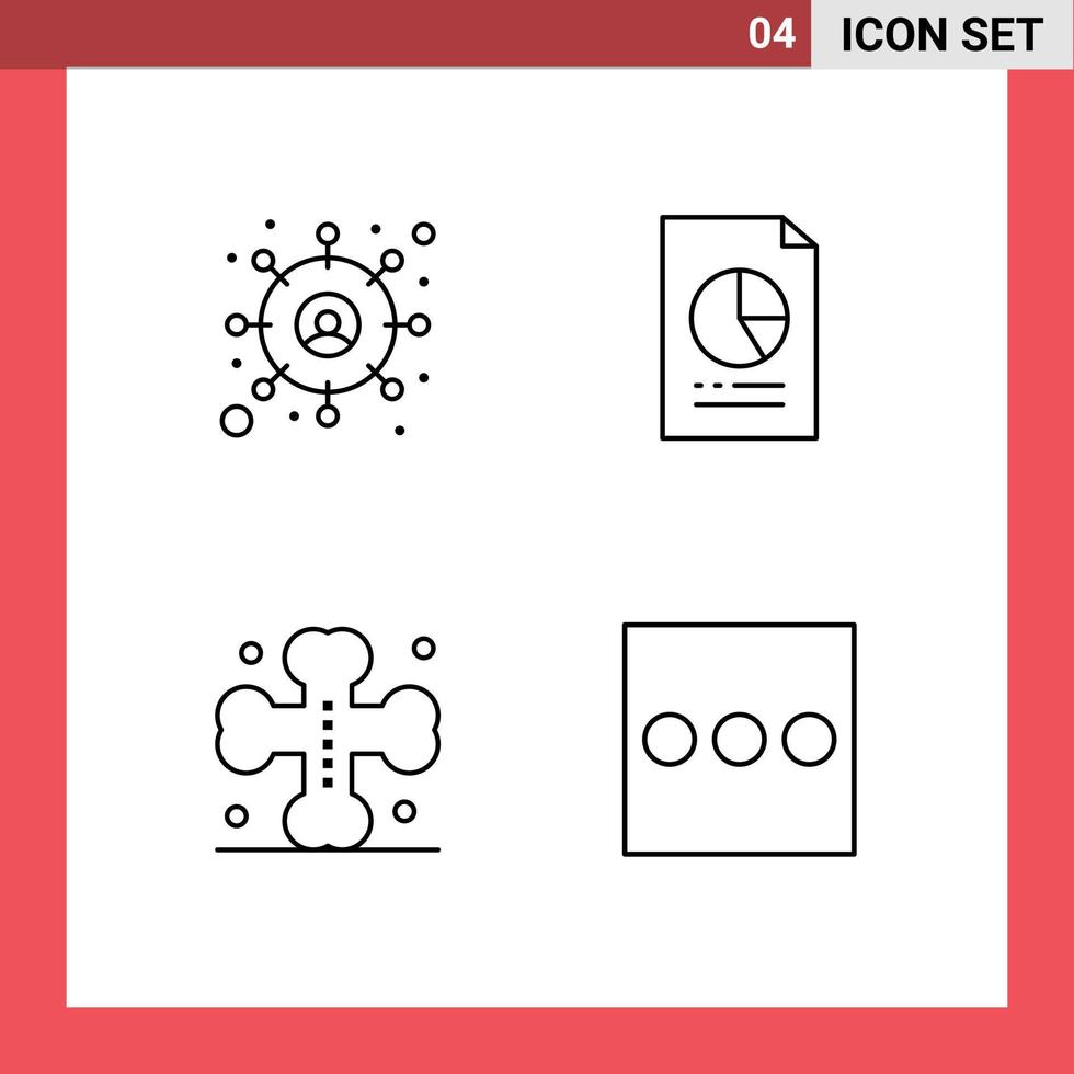 Modern Set of 4 Filledline Flat Colors Pictograph of customer cross data file halloween Editable Vector Design Elements