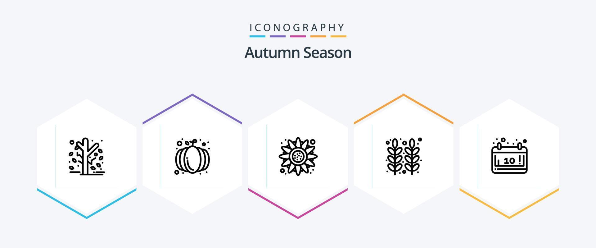 paquete de iconos de 25 líneas de otoño que incluye trigo. grano. calabaza. alimento. acción de gracias vector