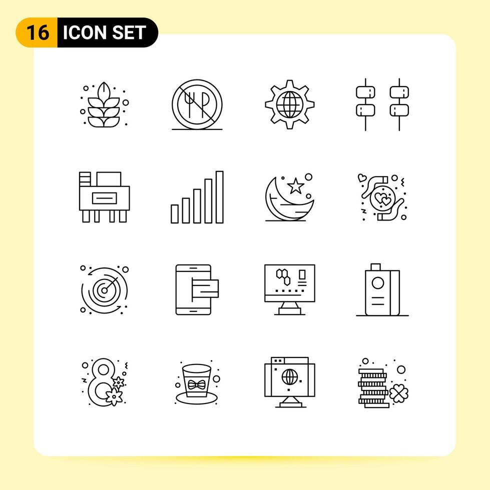 16 Universal Outlines Set for Web and Mobile Applications school desk globe sweet food Editable Vector Design Elements