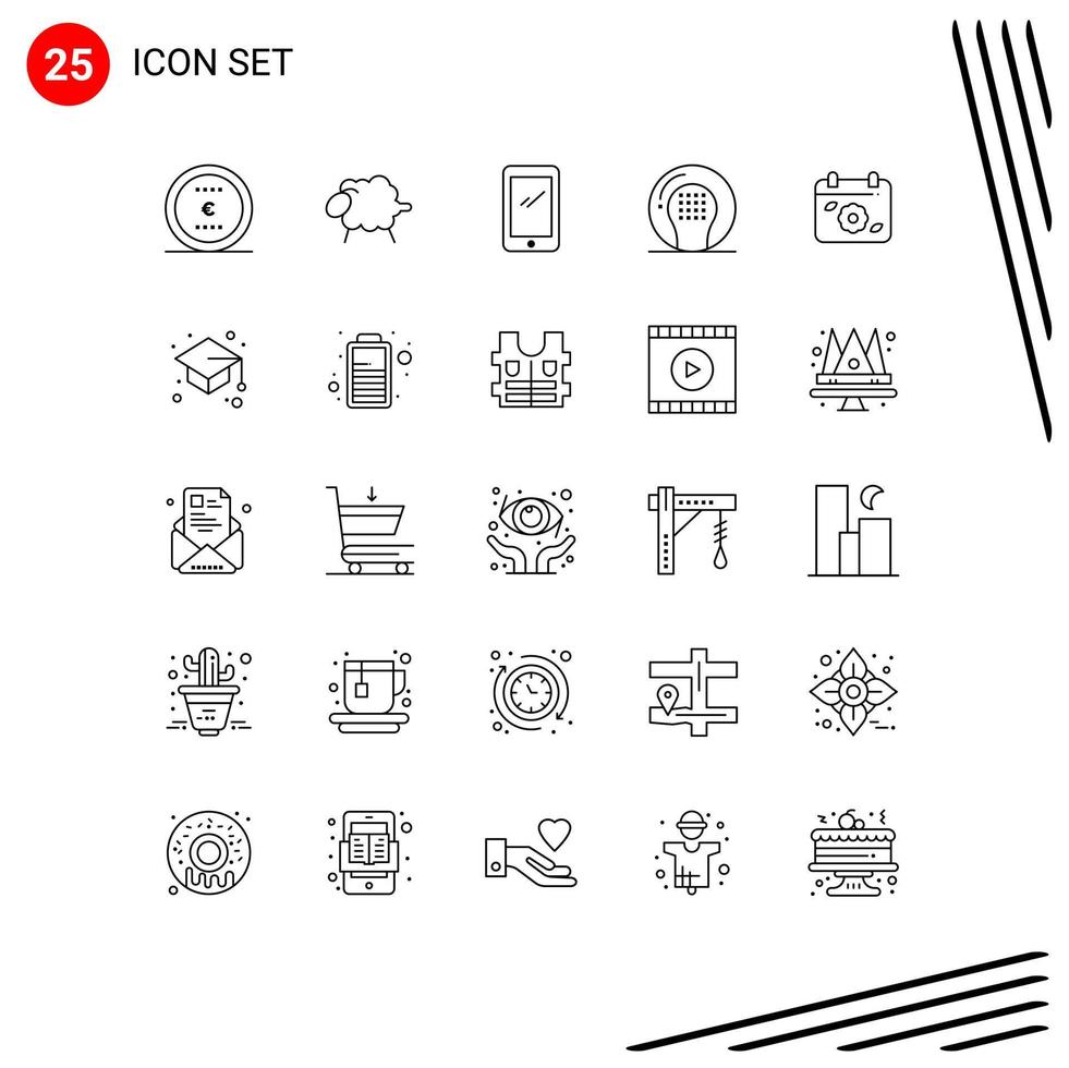 Modern Set of 25 Lines Pictograph of recreation ball phone athletics iphone Editable Vector Design Elements