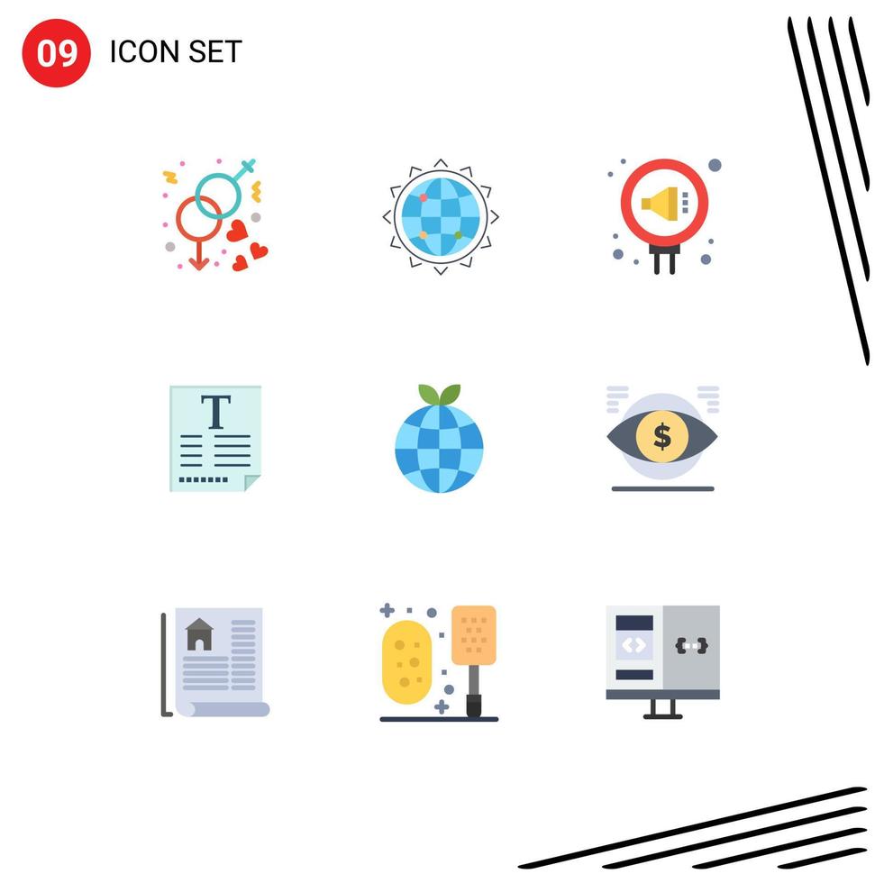 Pack of 9 Modern Flat Colors Signs and Symbols for Web Print Media such as fount text optimization file relation Editable Vector Design Elements