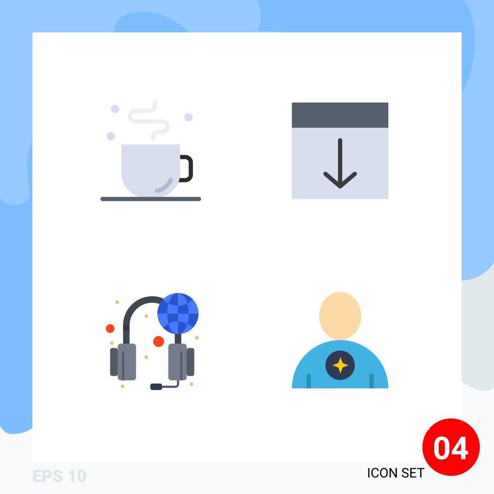 4 Thematic Vector Flat Icons and Editable Symbols of break help time interface support Editable Vector Design Elements