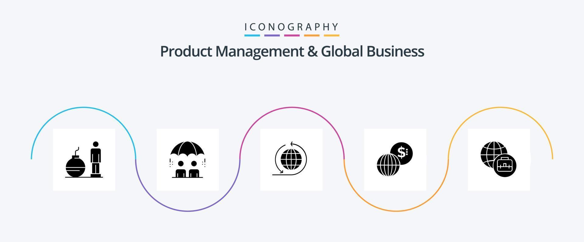 Product Managment And Global Business Glyph 5 Icon Pack Including . international business. global business. modern. global vector