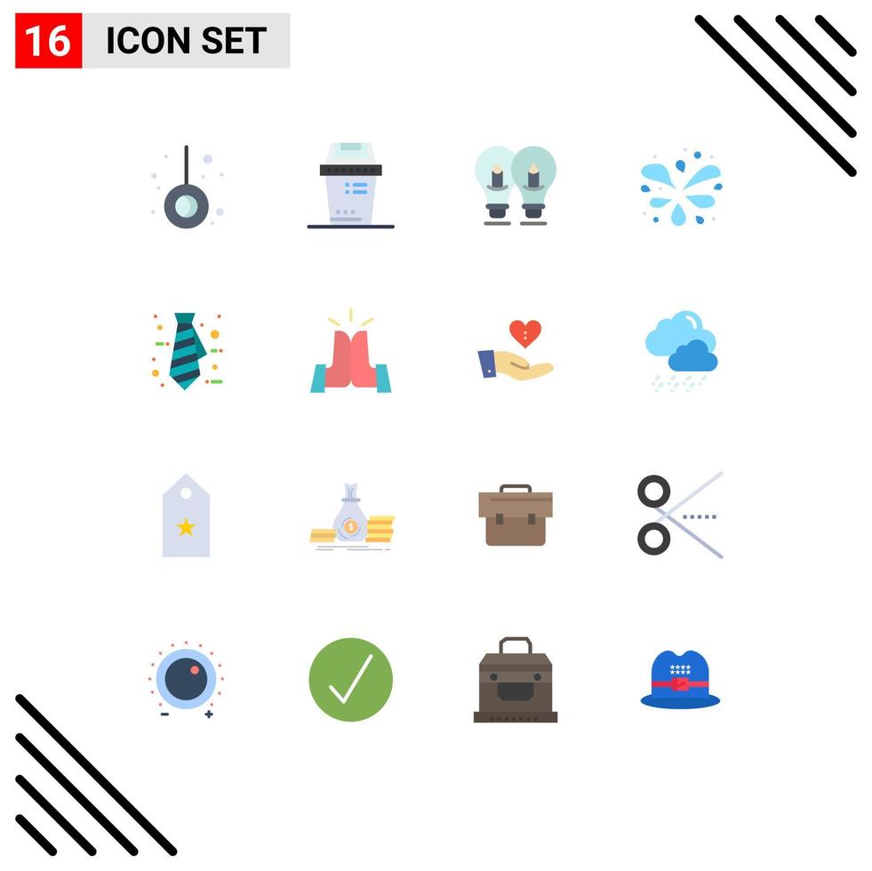 16 iconos creativos, signos y símbolos modernos de idea de negocio de corbata, jardín, piscina ondulada, paquete editable de elementos de diseño de vectores creativos