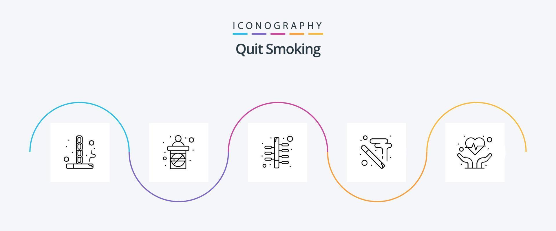 Quit Smoking Line 5 Icon Pack Including vaping. smoking. smoking. cigarette. quit vector
