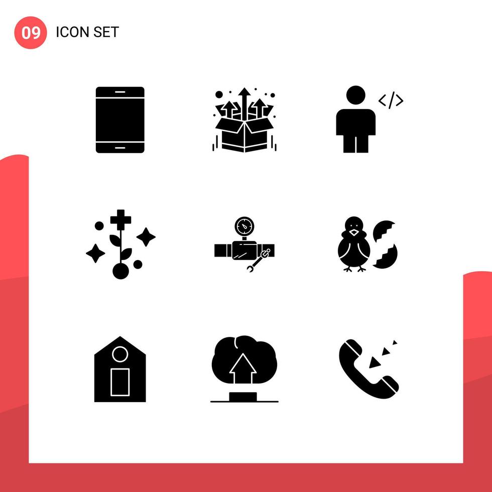 Modern Set of 9 Solid Glyphs Pictograph of pipe healthcare up medical human Editable Vector Design Elements