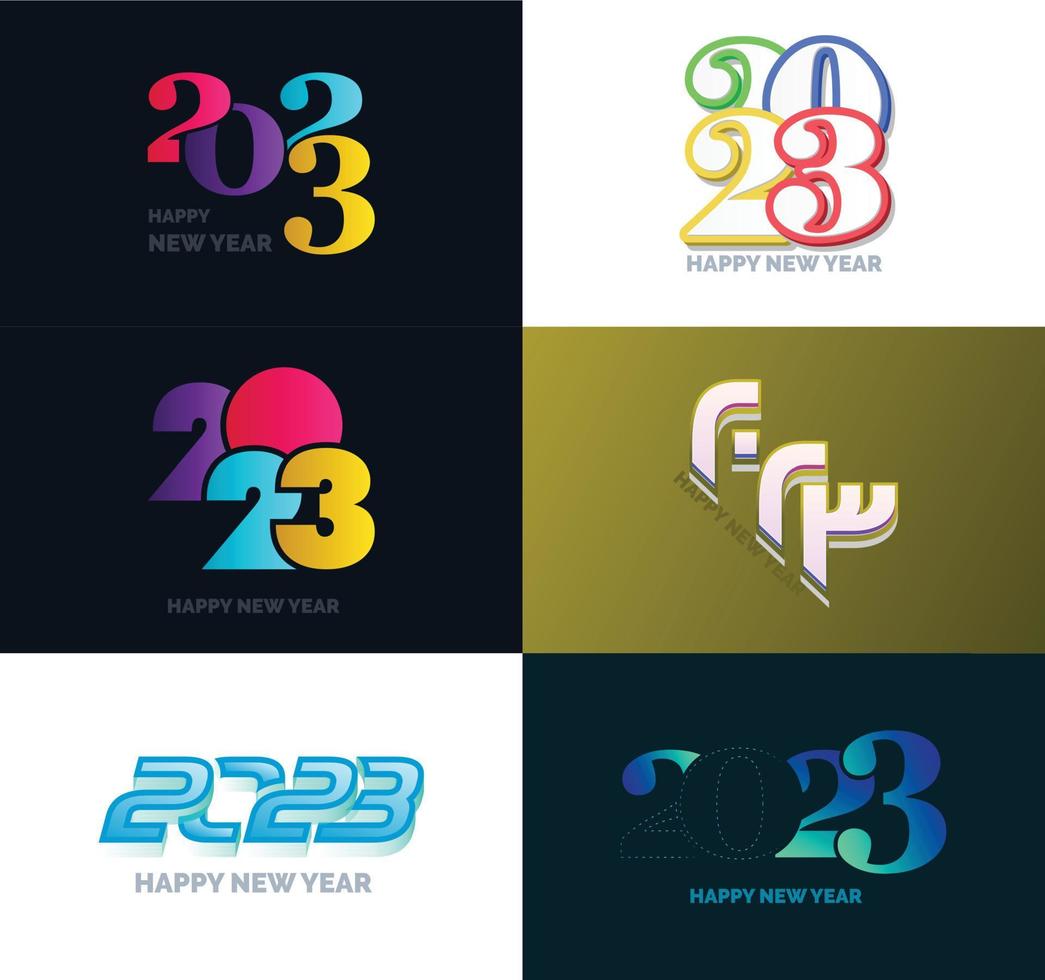 Big Set of 2023 Happy New Year logo text design 2023 number design template vector