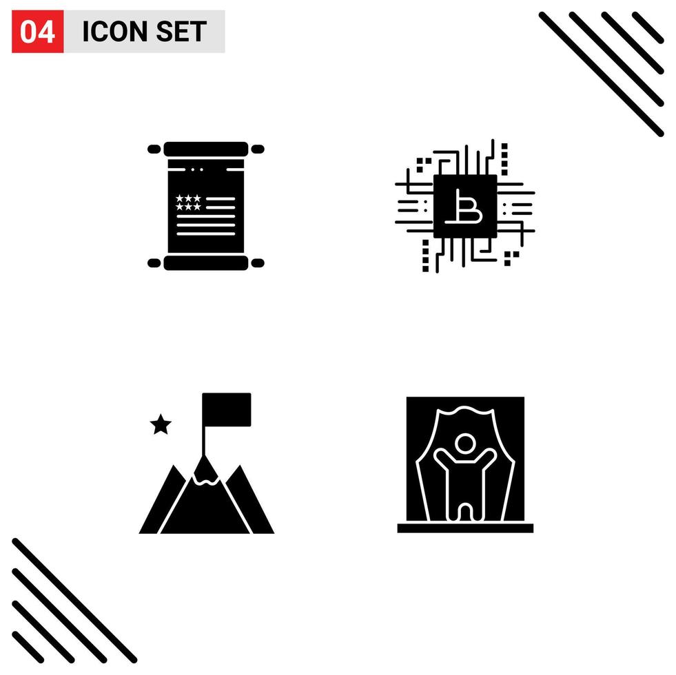 4 Creative Icons Modern Signs and Symbols of scroll achievement usa computer success Editable Vector Design Elements