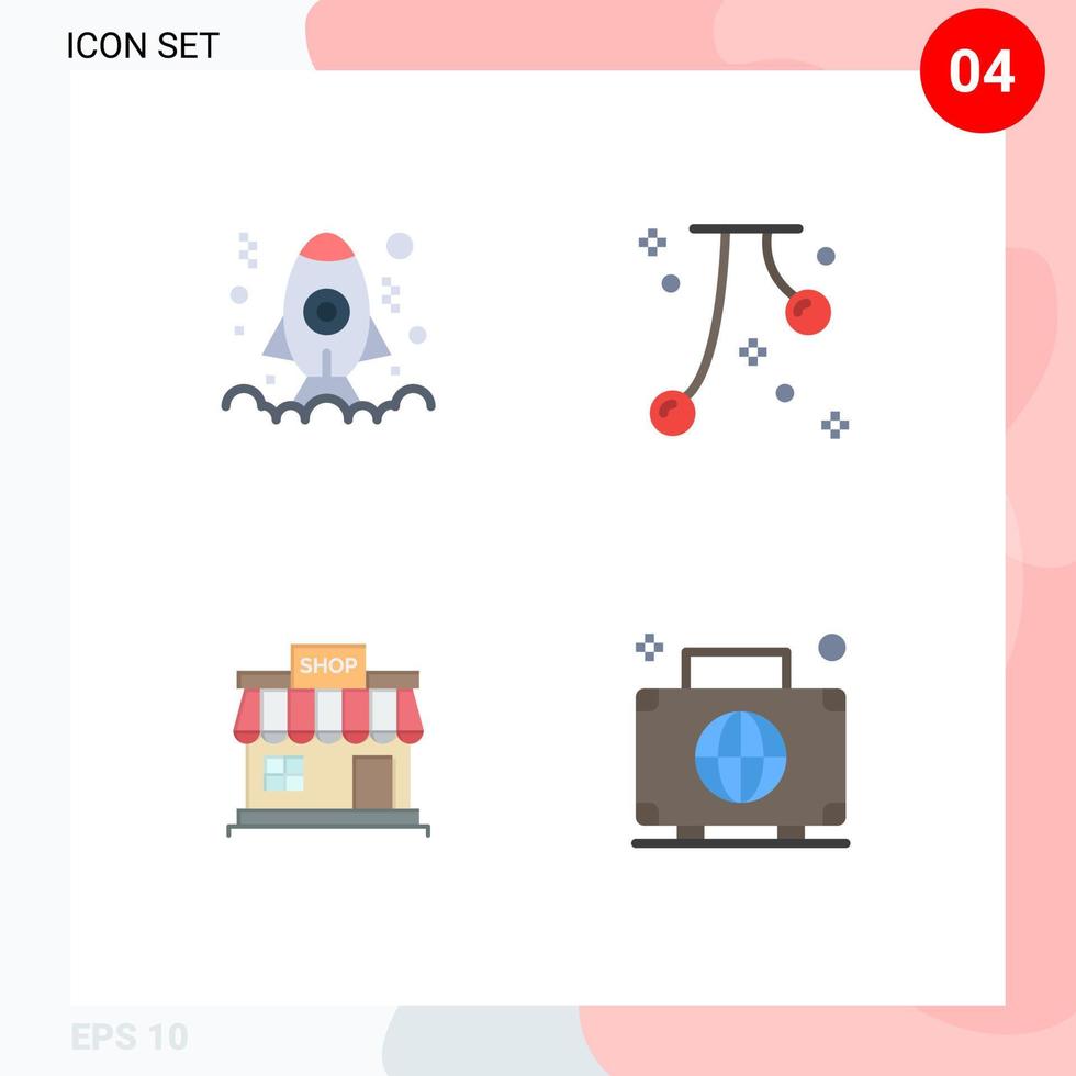 4 Flat Icon concept for Websites Mobile and Apps app shop launch event online Editable Vector Design Elements