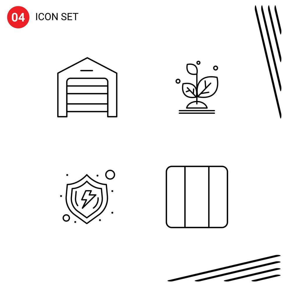 Set of 4 Commercial Filledline Flat Colors pack for ecommerce safe warehouse growth shield Editable Vector Design Elements