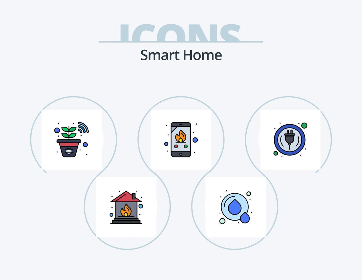 Smart Home Line Filled Icon Pack 5 Icon Design. plug. control. green. view. network vector