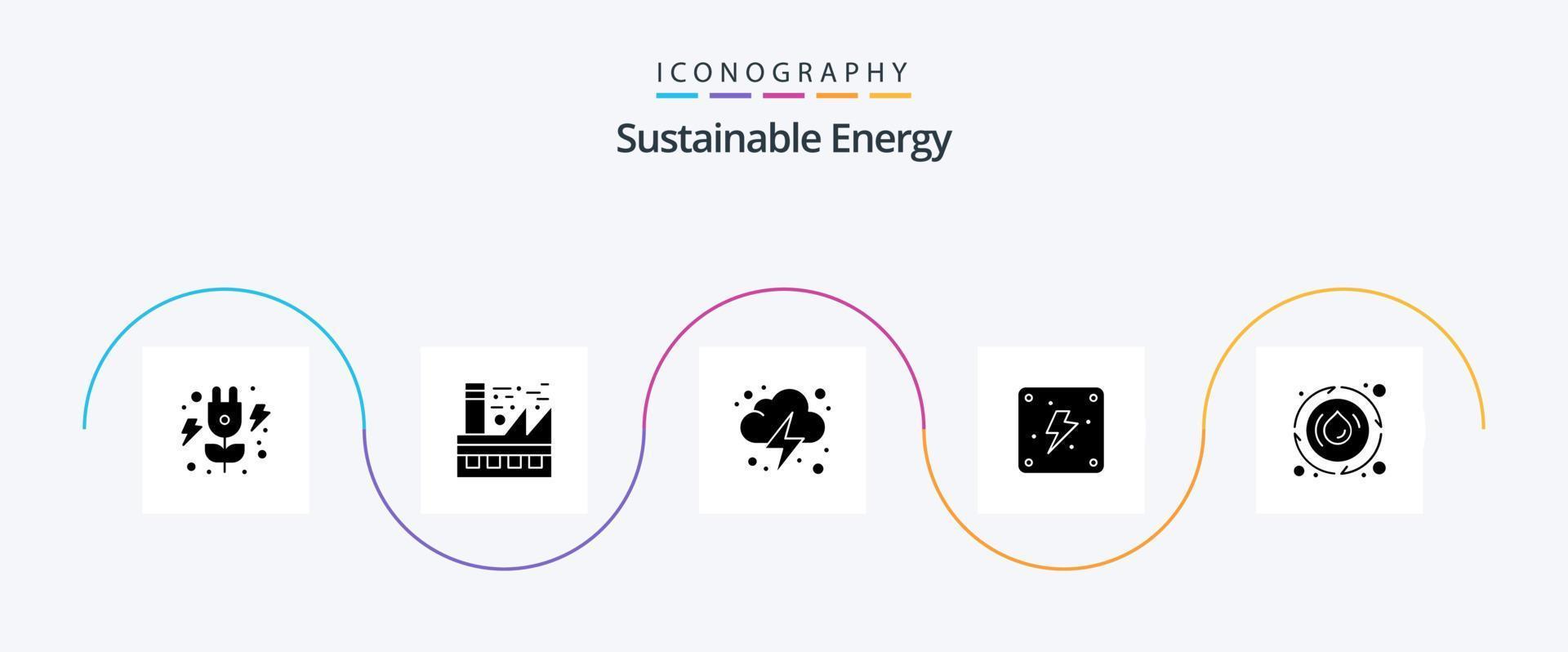 paquete de iconos de glifo 5 de energía sostenible que incluye agua. inclinarse. electricidad. poder. electricidad vector