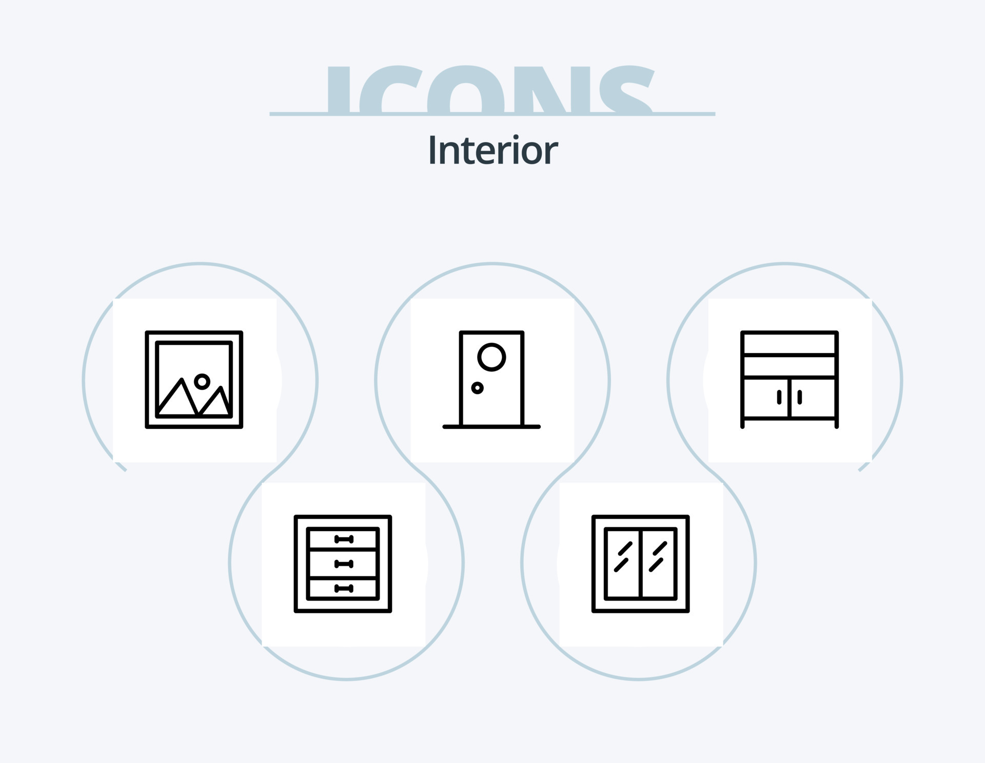 Interior Line Icon Pack 5 Icon Design. mirror. interior. protection