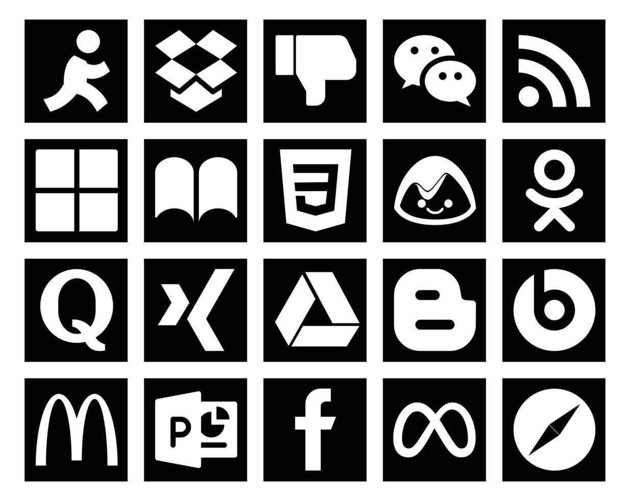 20 Social Media Icon Pack Including mcdonalds blogger css google drive question vector