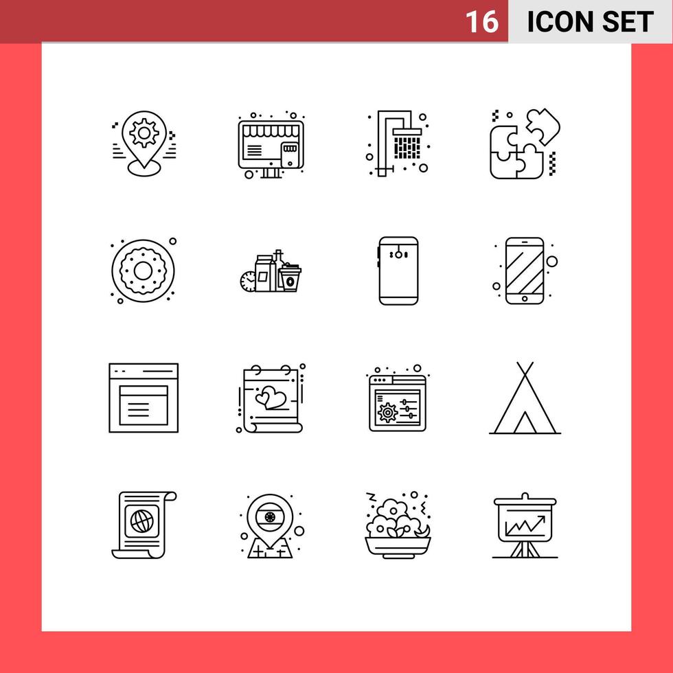 16 Thematic Vector Outlines and Editable Symbols of food dessert marketing business pieces Editable Vector Design Elements