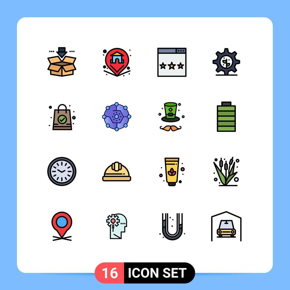 Set of 16 Modern UI Icons Symbols Signs for bag setting engine gear search Editable Creative Vector Design Elements