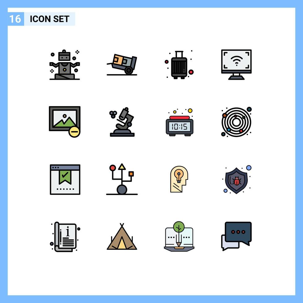 16 Creative Icons Modern Signs and Symbols of tv screen baggage multimedia travel Editable Creative Vector Design Elements