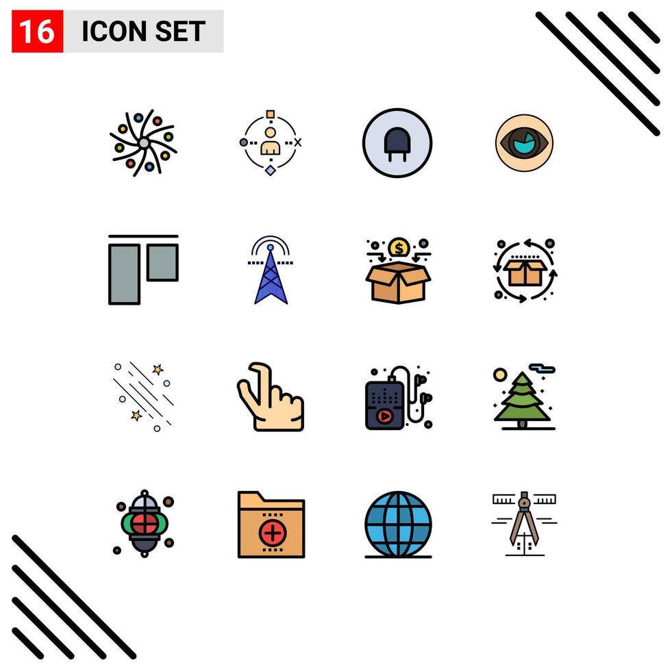 16 User Interface Flat Color Filled Line Pack of modern Signs and Symbols of align reality experiance view vision Editable Creative Vector Design Elements