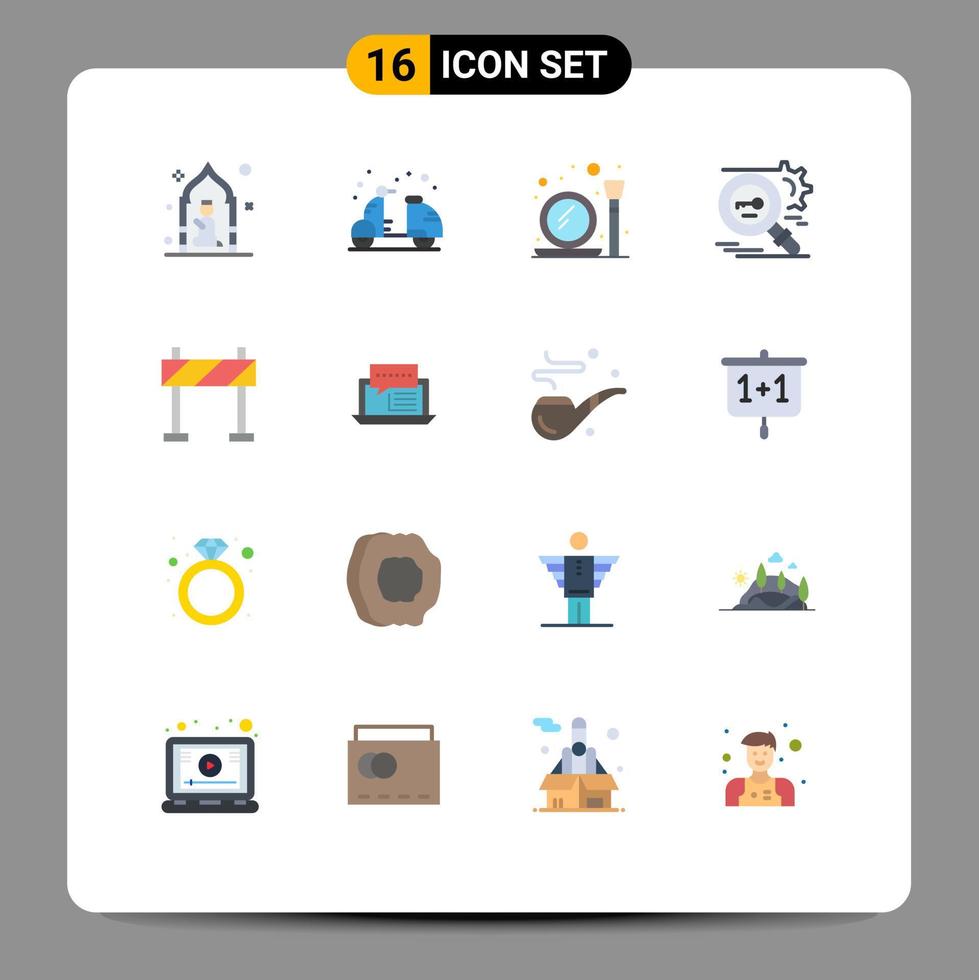 Flat Color Pack of 16 Universal Symbols of secure search hot key mirror Editable Pack of Creative Vector Design Elements