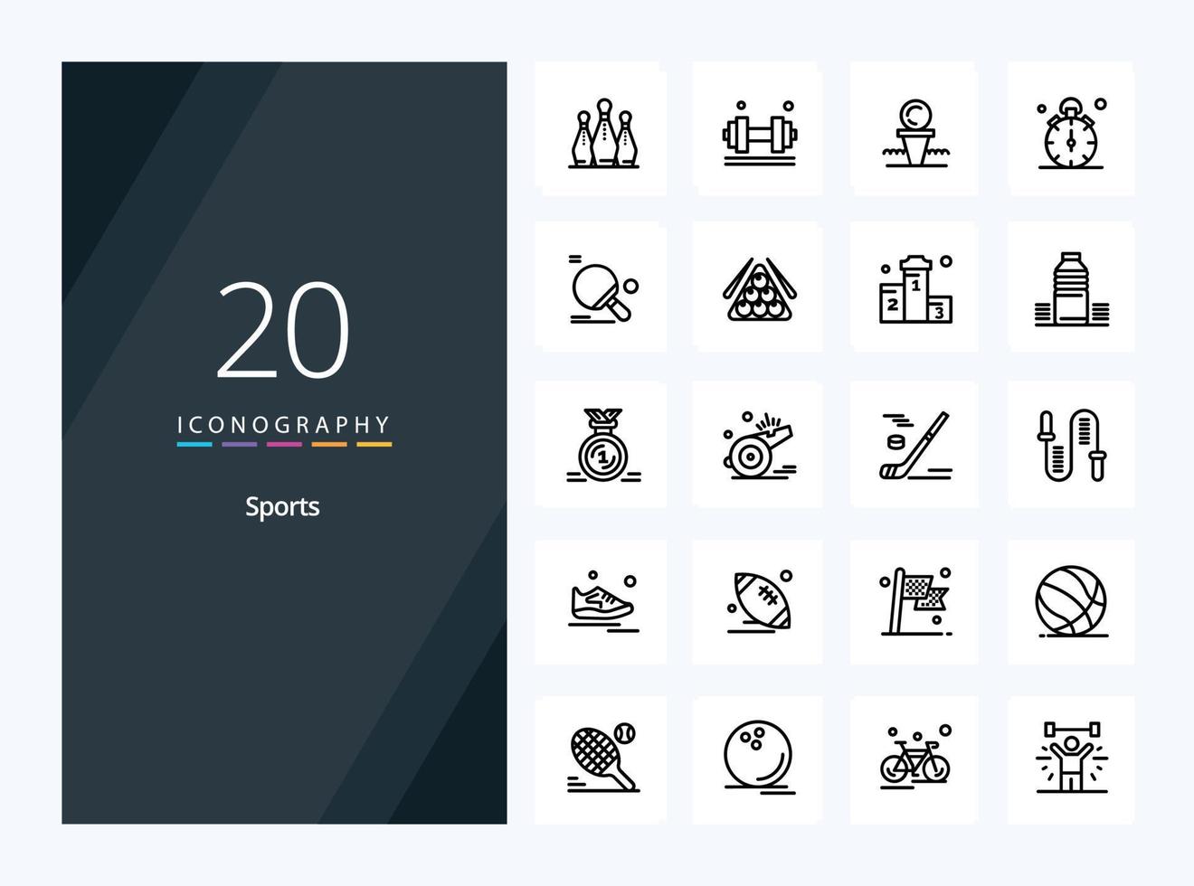 20 Sports Outline icon for presentation vector