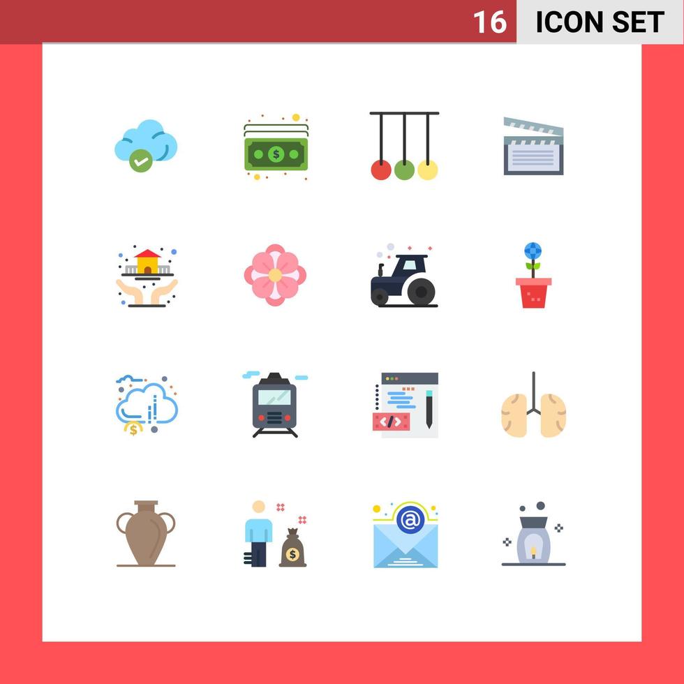 Group of 16 Modern Flat Colors Set for hands usa competition video american Editable Pack of Creative Vector Design Elements