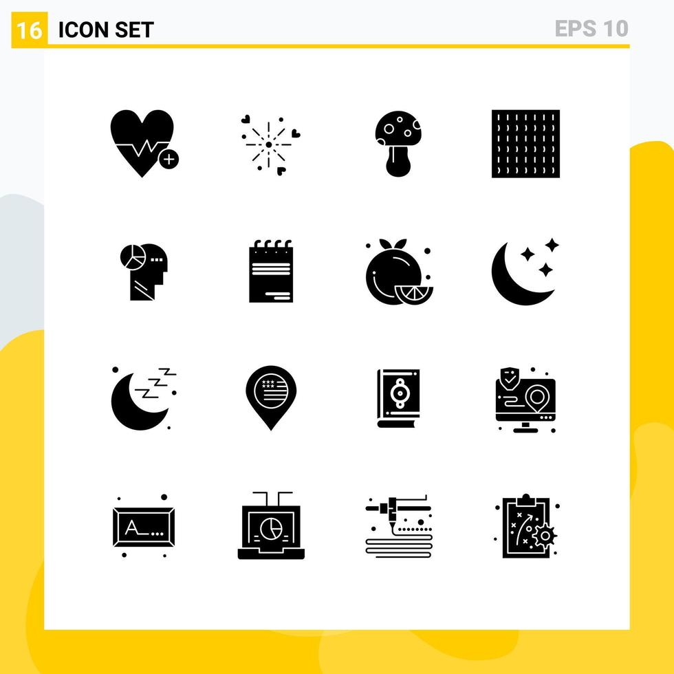 16 Creative Icons Modern Signs and Symbols of mind graph mushroom weather fog Editable Vector Design Elements