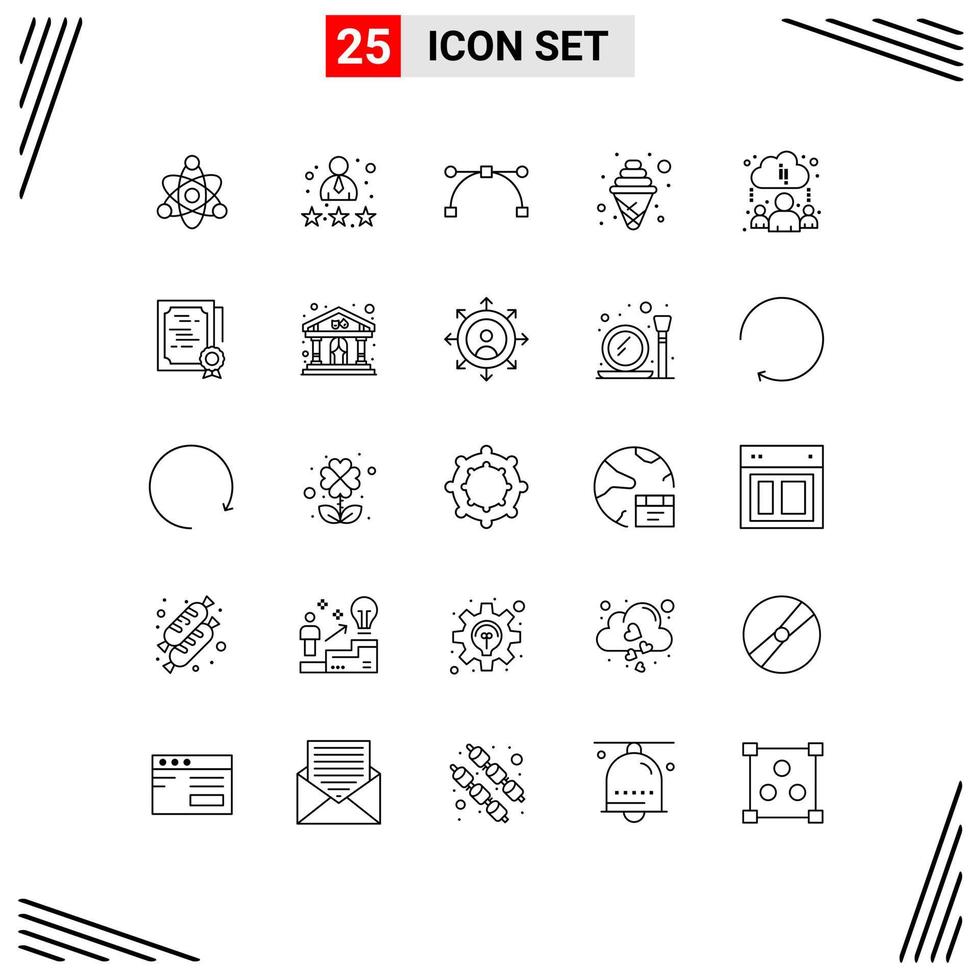 Set of 25 Vector Lines on Grid for online cloud anchor party cream Editable Vector Design Elements
